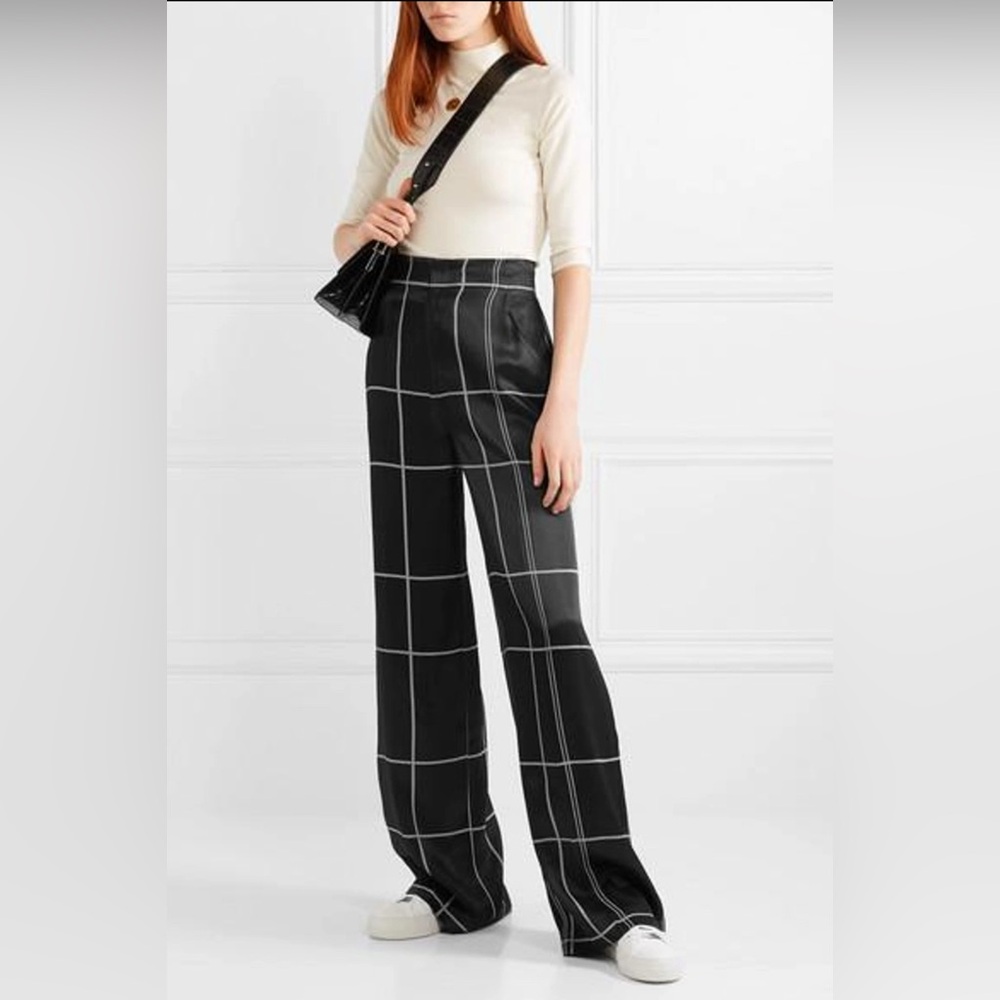 Equipment Berneen Checked Satin Pants in Black 2